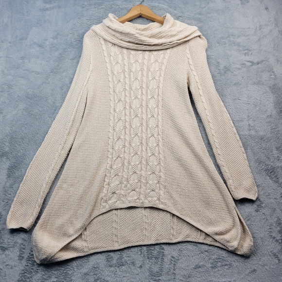 Womens Sweater Size Medium Cowl Neck Chunky Cable Knit SEE MEASUREMENTS - Picture 1 of 7